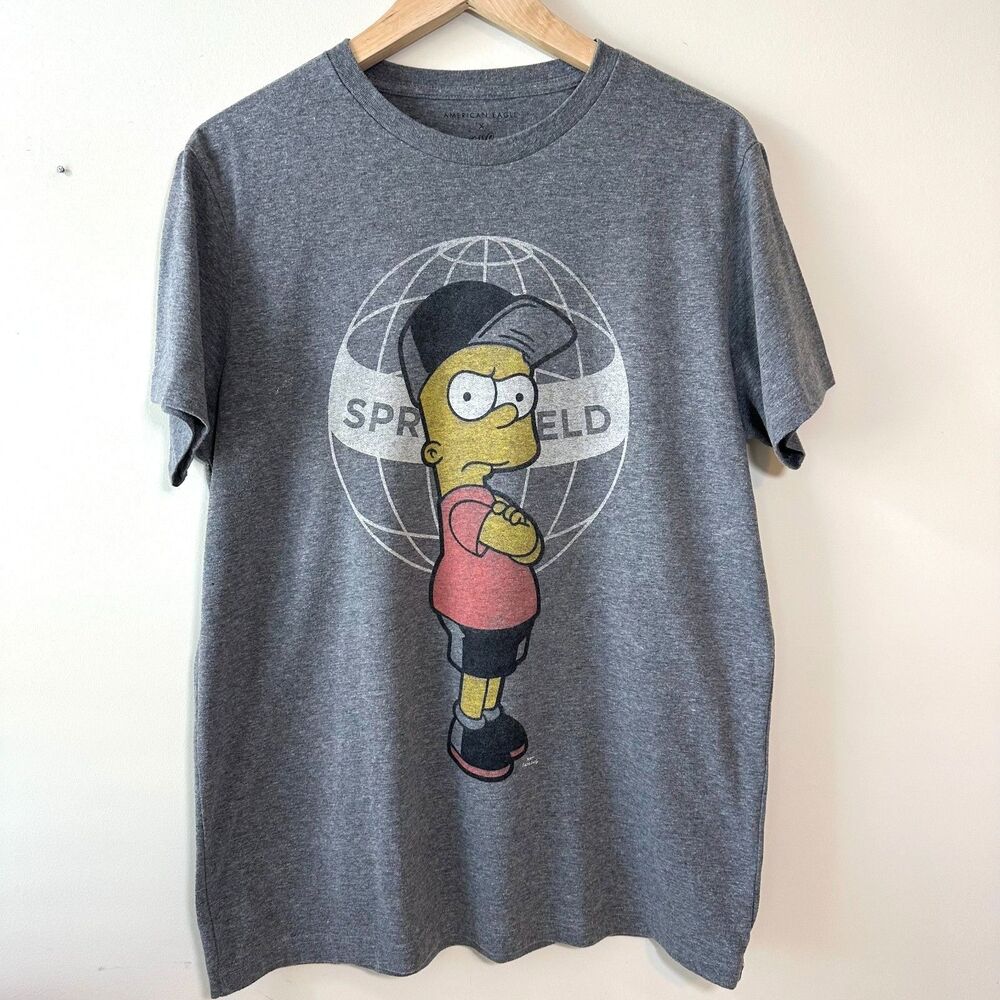 American Eagle The Simpsons Collab Bart Simpson Gray T-Shirt Size Medium M